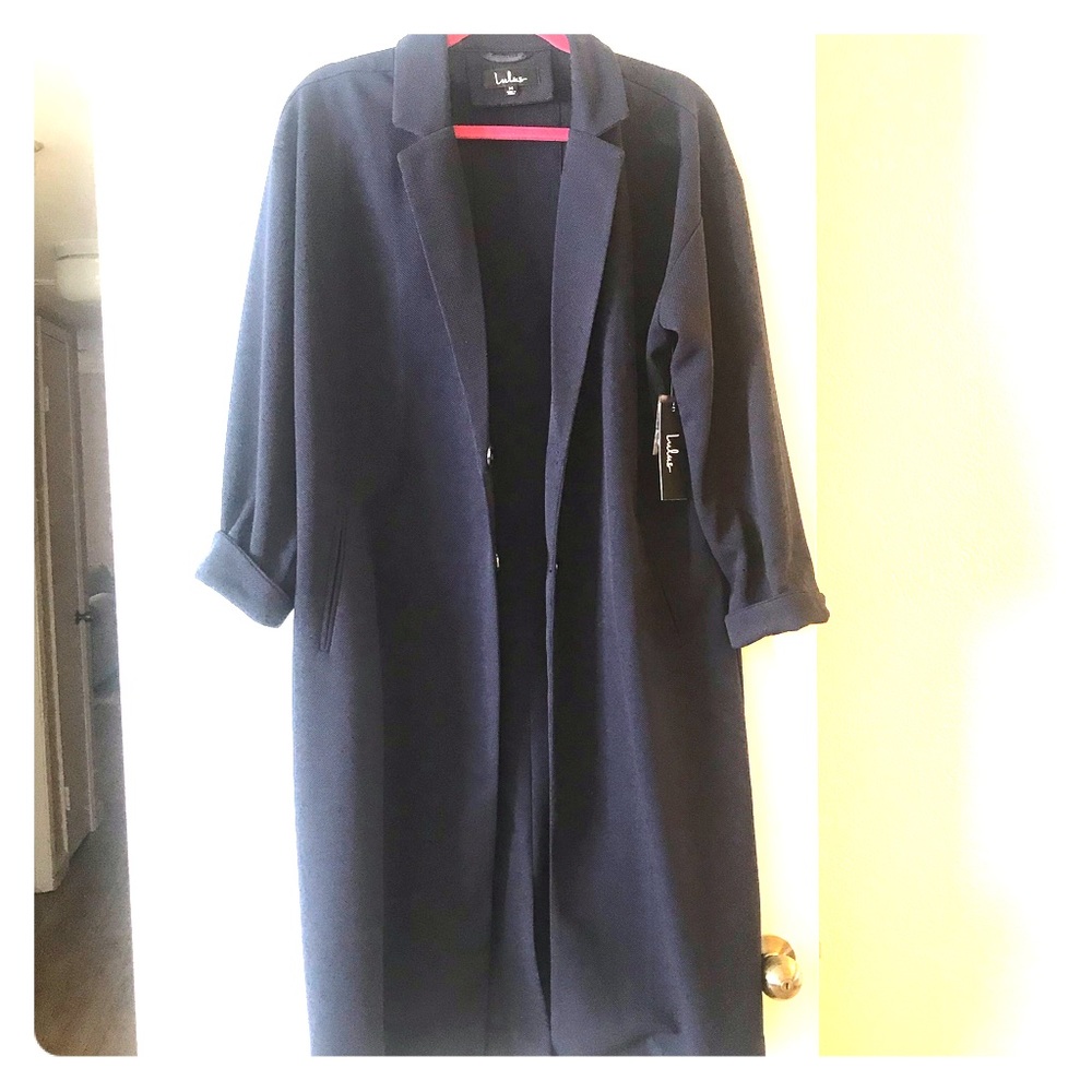 LULUS navy trench coat